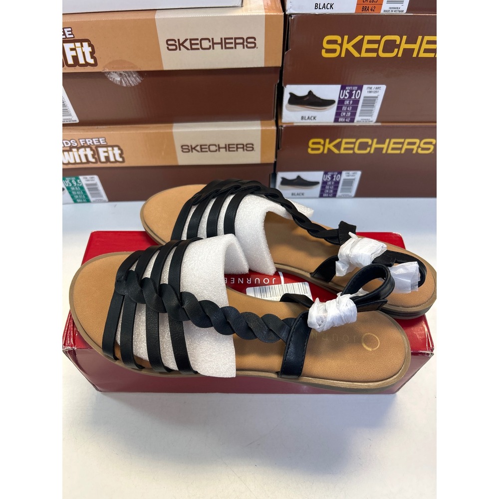 Journee Collection Solay Black Braided Multi Strap Flat Sandals Womens 11M 0586